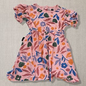 Dot Australia Floral Print Puff Sleeve Dress Pink Size 7 Girls